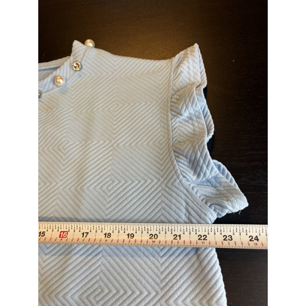 Simply Southern NWT XL Blue 2 Pc Lounge Set Pearl Rhinestone Top Wide Leg Pants - Picture 15 of 16
